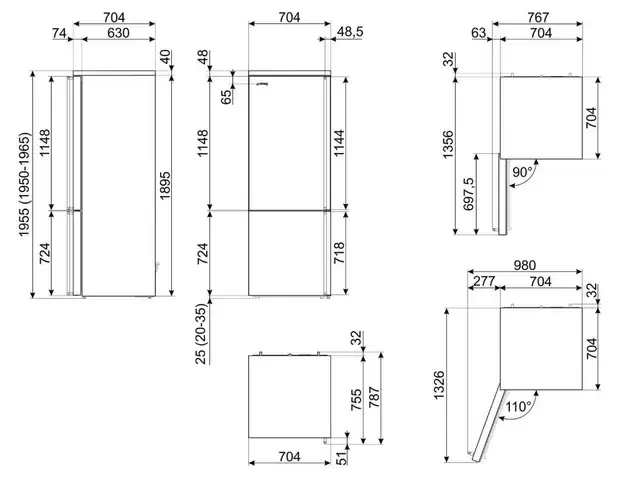 SMEG FA3905LX5 Отдельностоящий холодильник, 70 см, нержавеющая сталь с обработкой против отпечатков 